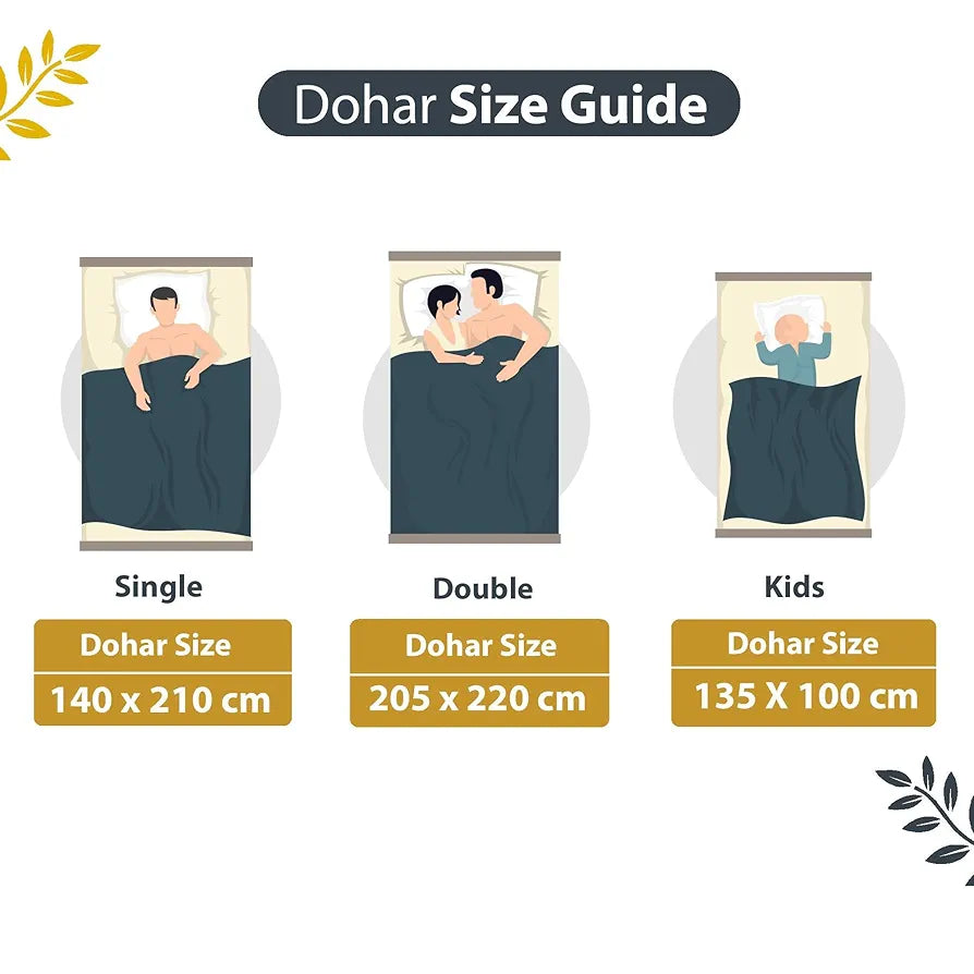 Divine Casa Floret 100% Cotton Double Dohar 120 GSM Soft & Lightweight Throw Blanket Colour Vintage Daisies