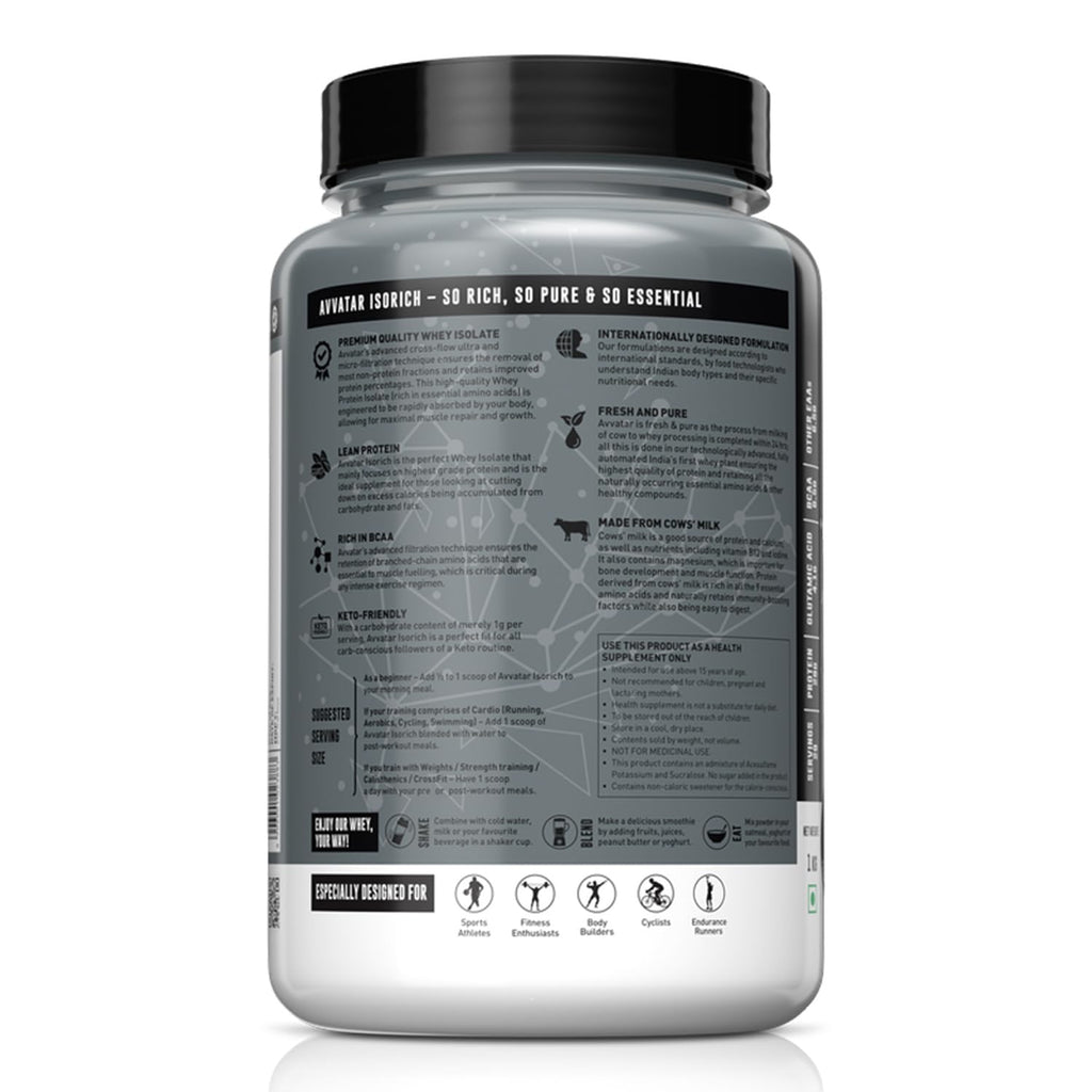avvatar ISORICH WHEY PROTEIN | 1Kg | Malai Kulfi Flavour | 29g Protein | 29 Servings | Isolate