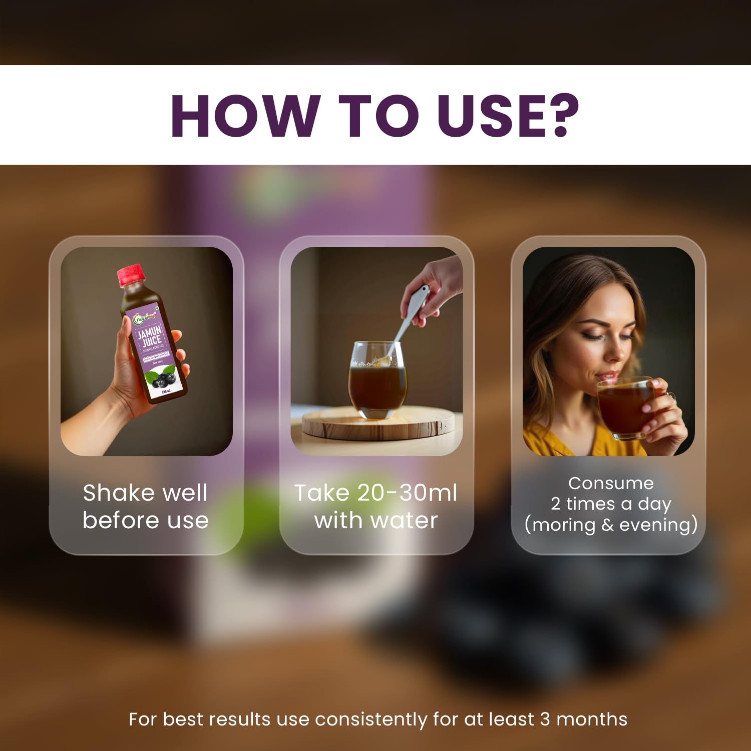 Nutriorg Jamun Juice | 500 ml | Pure Jamun Juice for Diabetes Care | Controls Blood Sugar Levels | Blood Purification | No Added Sugar, Preservatives, or Colors