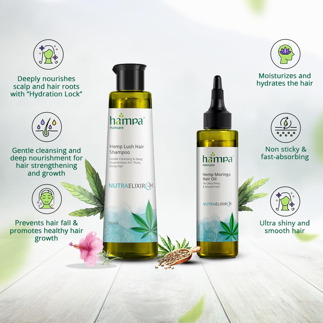 Hampa Hemp Moringa Hair Oil and Lush Hair Shampoo