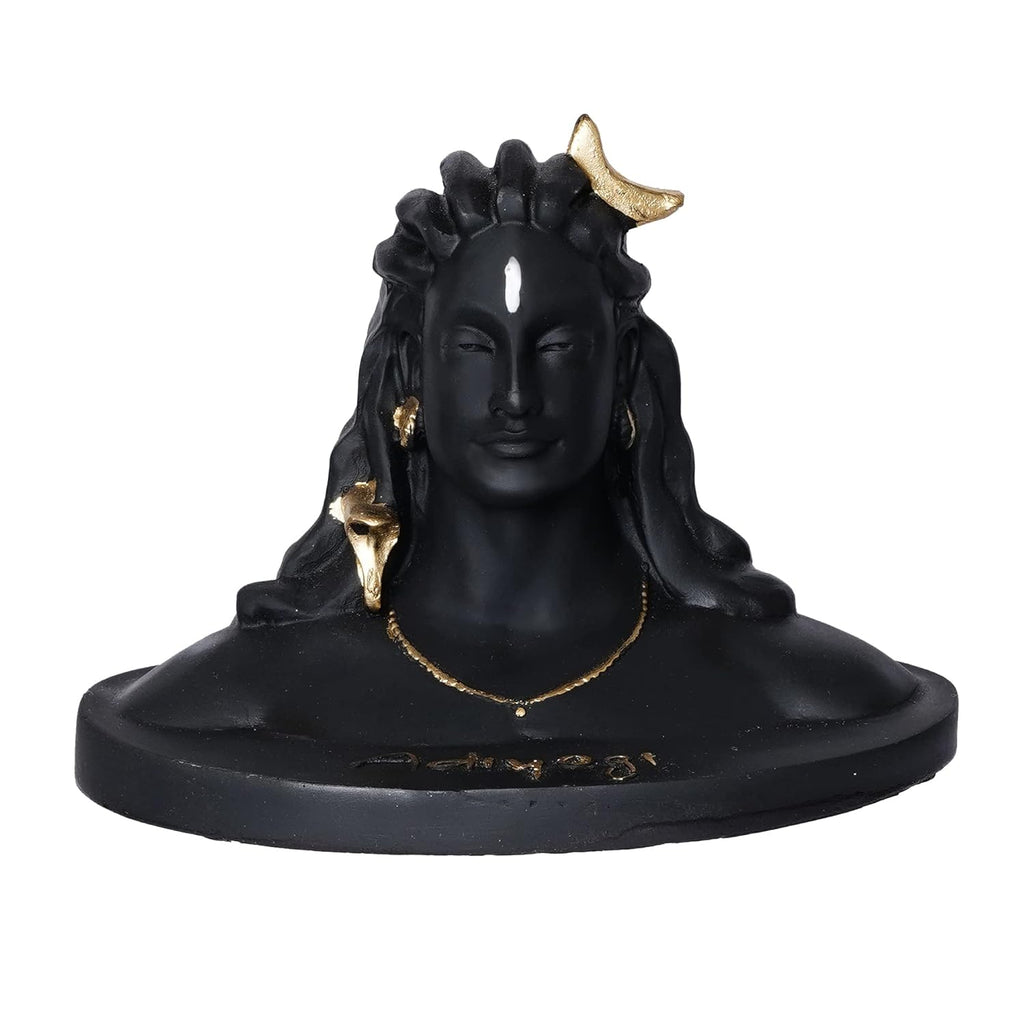 Ecraftindia Black Resin Handcrafted Adiyogi Shiva Statue for Car Dashboard | Lord Shiva Idol for Home Office