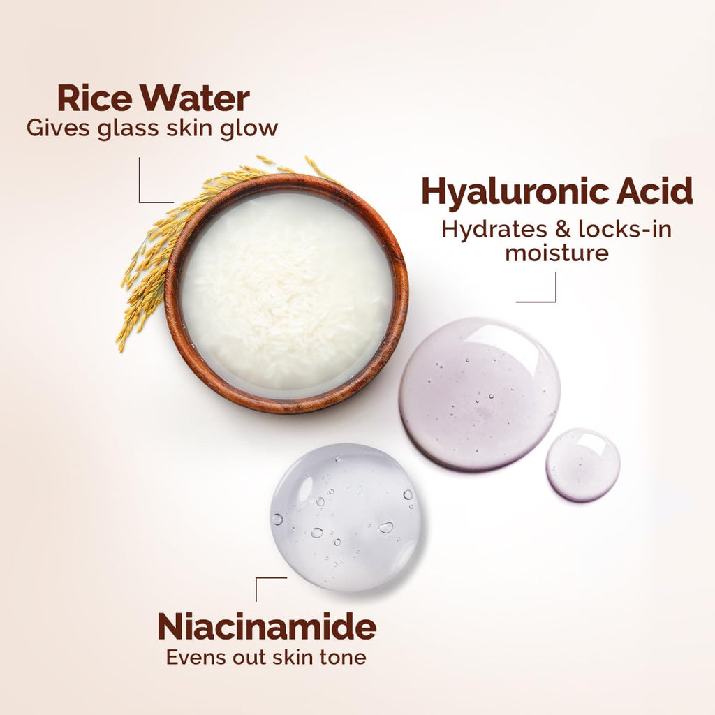 Mamaearth Rice Water Dewy Active Serum with 10% Niacinamide, Rice Water & Hyaluronic Acid - 10 ml | For Glass Skin | Gives Dewy Finish | Brightens Skin | Suits All Skin Types