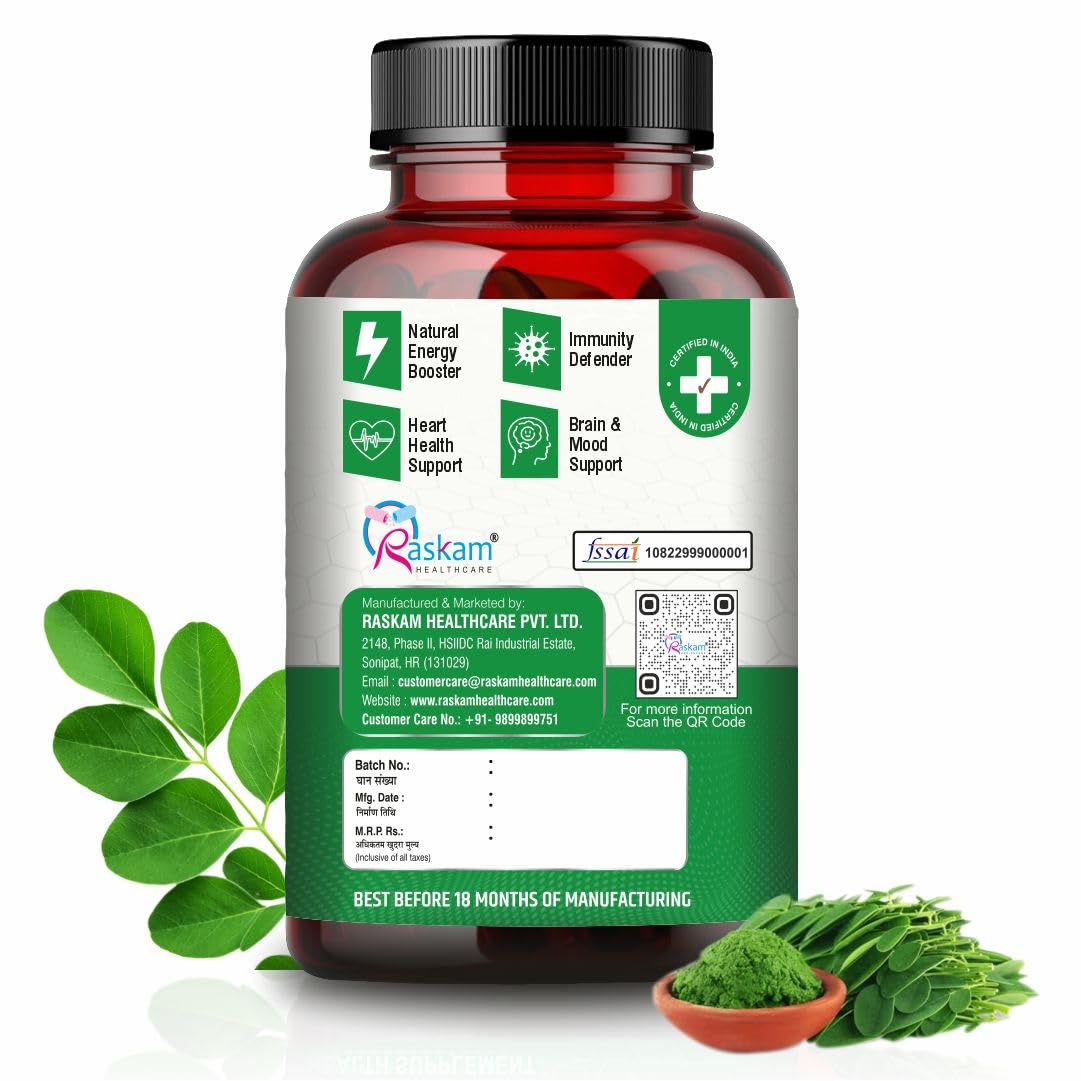 Organic Moringa Tablet with 1200mg Leaves Extract | Powder Tablets for Immunity, Digestion & Energy | Organic Leaves 120 Tablets
