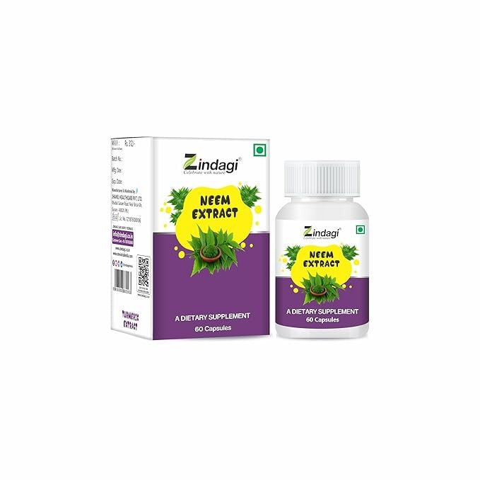 Zindagi 100% Pure Neem Extract Capsules - 60 Caps