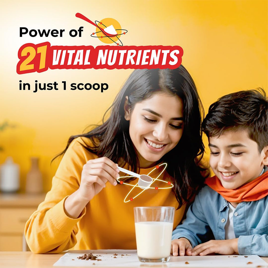 Good Monk Superheroes Milk Mix (Chocolate) - India' Lowest Sugar Milk Mix | Boosts Energy, Immunity, Brain, Eye & Gut Health for Kids (5+ Years) | 21 Serves