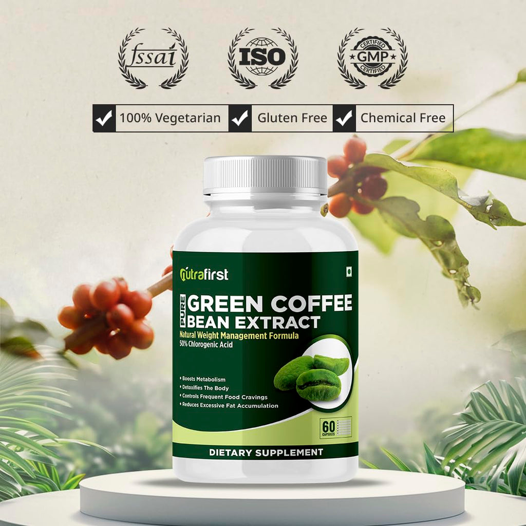 Nutrafirst Green Coffee Bean Extract Capsules (60 Caps) | 50% CGA | Natural Weight Management & Fat Burner Supplement | Supports Metabolism & Healthy Weight Loss | For Men & Women