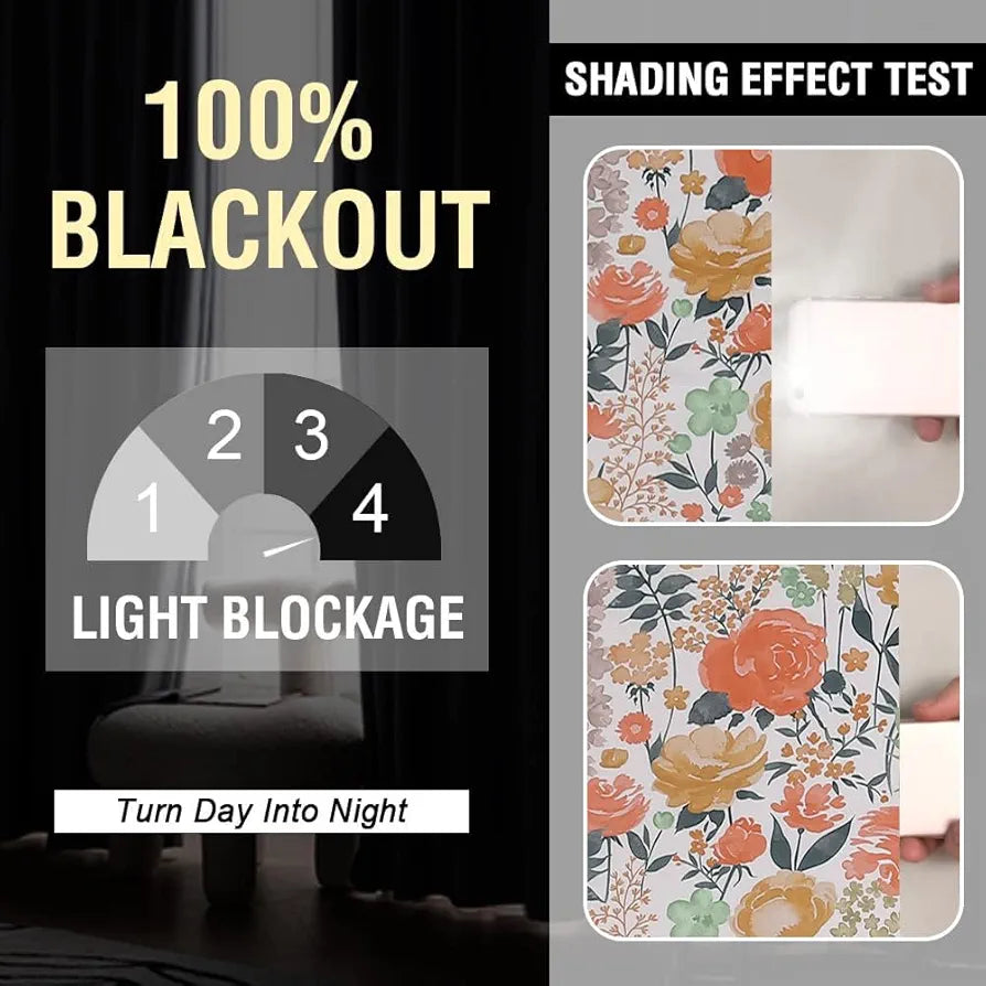 Cloth Fusion Blackout Printed Premium Door Curtains 8 Feet Long Set of 2 White Roses