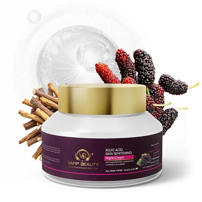 Vamp Beauty Kojic Acid Skin Whitening Night Cream - 50 Gms