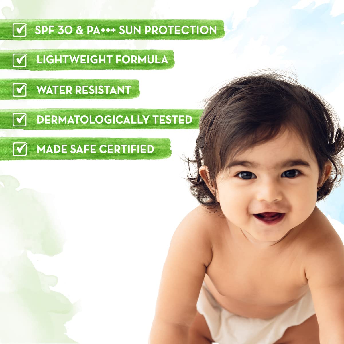 Mamaearth Milky Soft Mineral Based Sunscreen SPF 30 & PA+++ with Oats, Milk and Calendula for Babies - 80 g | Made Safe Certified | Toxin Free | Sun Protection