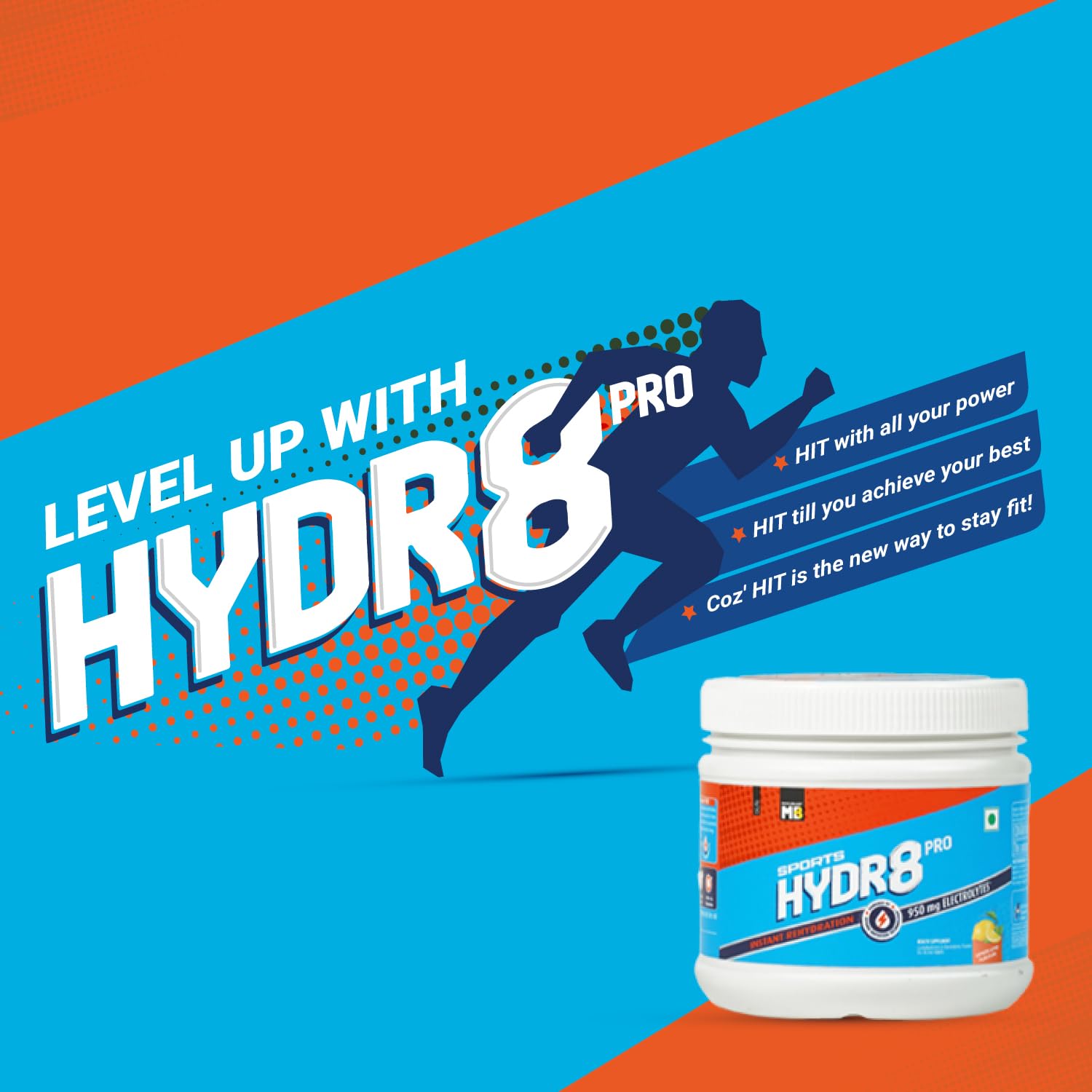 MuscleBlaze Sports Hydr8 PRO (Lemon Lime, 300g, 30 Servings) 950mg Electrolytes | For Instant Rehydration & Energy