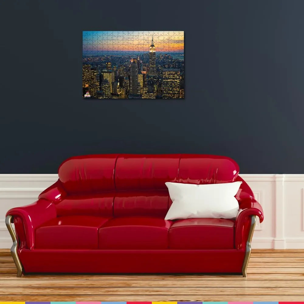 Playhills 300 Piece Wooden Puzzle Manhattan,Sky Line Building 300 Piece Puzzle for Kids & Adults