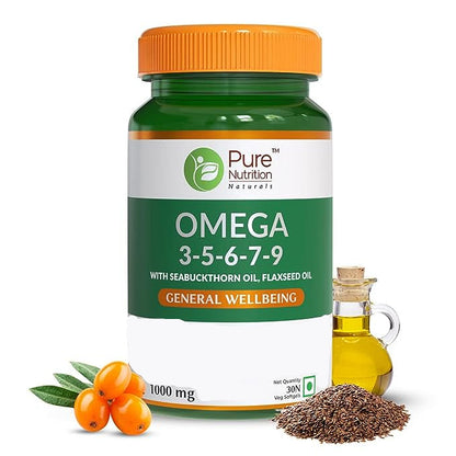 Pure Nutrition Naturals Omega 3-5-6-7-9 with Seabuckthorn Oil & Flaxseed Oil - 30 tabs