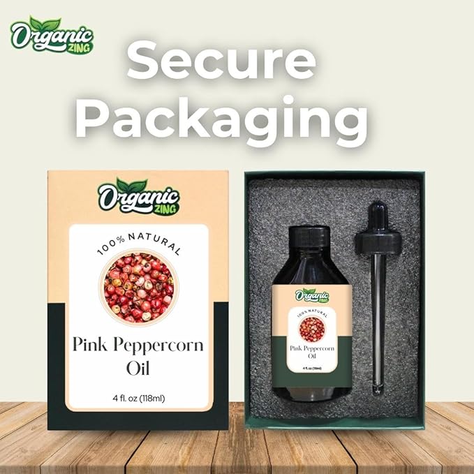 Organic Zing Pink Peppercorn (Schinus Molle) Oil | Essential Oil for Aroma, Skincare & Massage - 118 Ml
