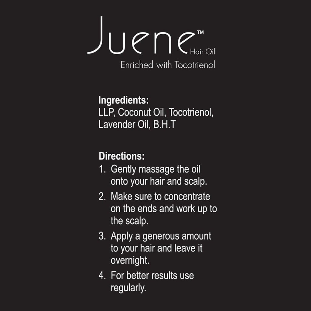Juene Hair Oil | Enriched with Tocotrienol | Coconut Oil | Antioxidant Support | Hair Protection | Hair Protein | For Damaged Hair | Vegetarian | 100ml