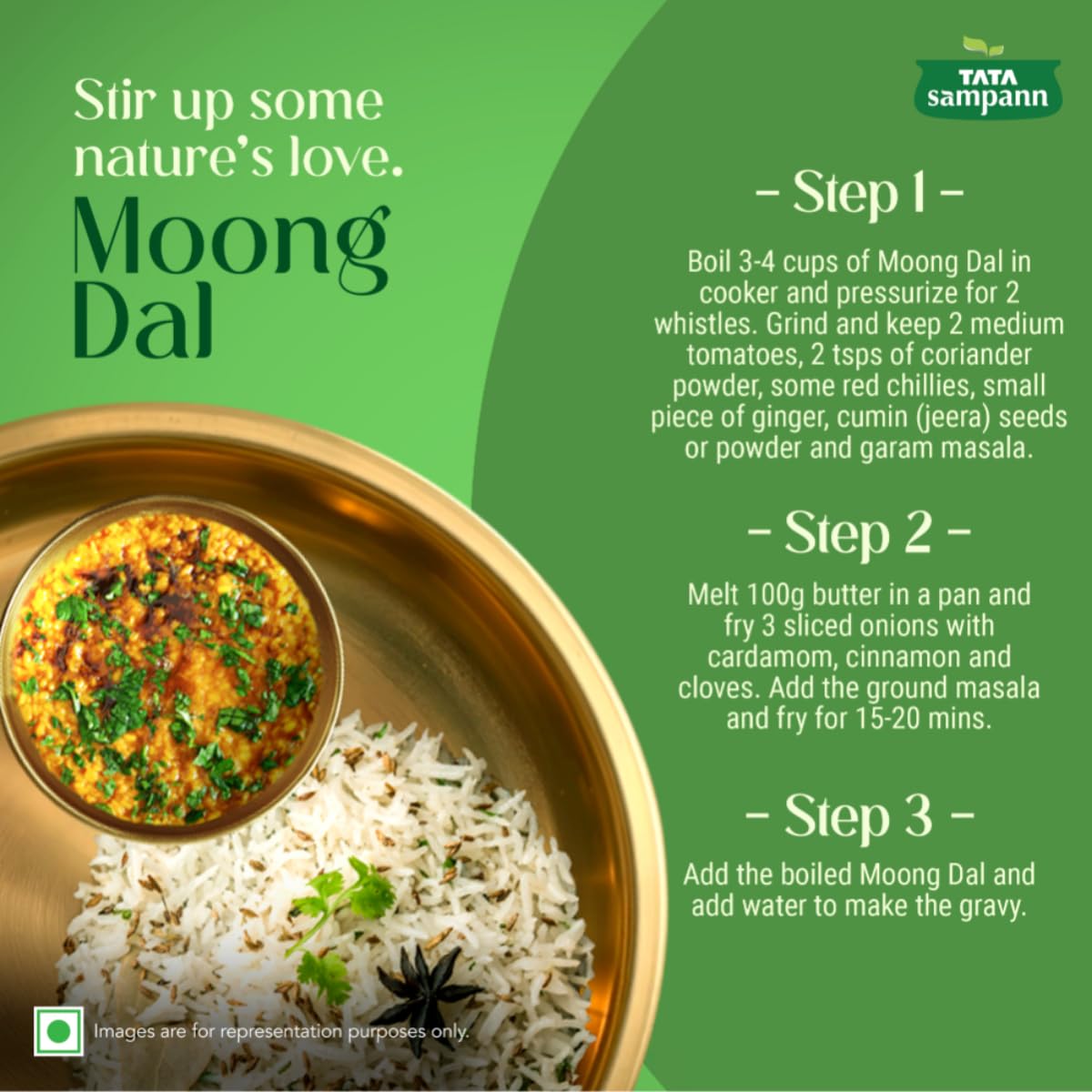 Tata Sampann Unpolished Moong Dal (Split), 500gm