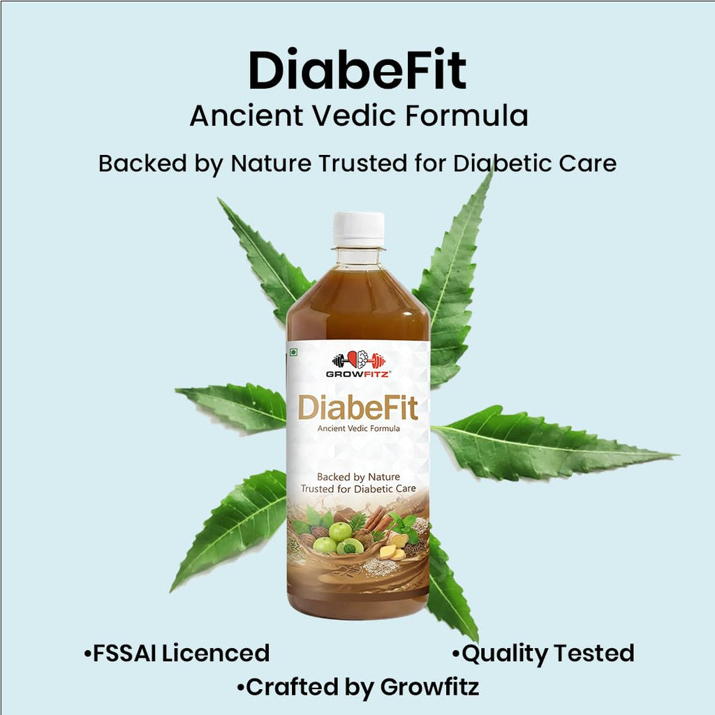 Growfitz Diabefit Herbal Wellness Juice 1L | Supports Healthy Blood Sugar Metabolism & Energy Balance | Amla, Karela, Jamun, Giloy, Neem & Tulsi | No Added Sugar