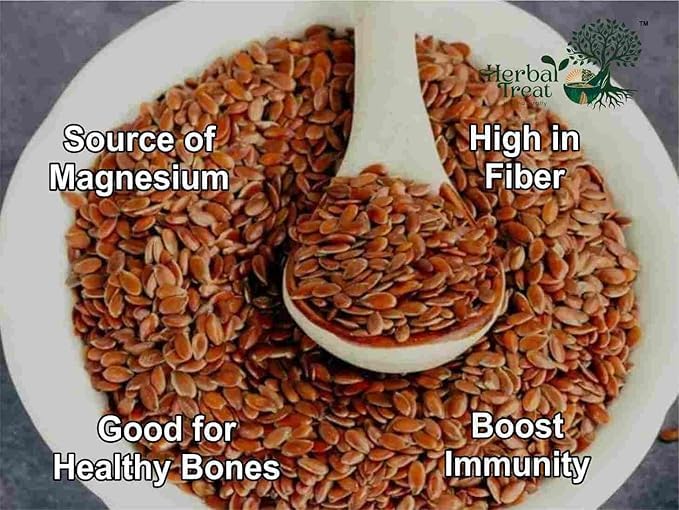 Herbal Treat Flax Seeds | High Fibre Seeds for Heart Health & Daily Nutrition | Rich In Protein & Dietary Fibre | Weight Loss Hair Growth, Diet Snack food (250gram, Flax Seeds)