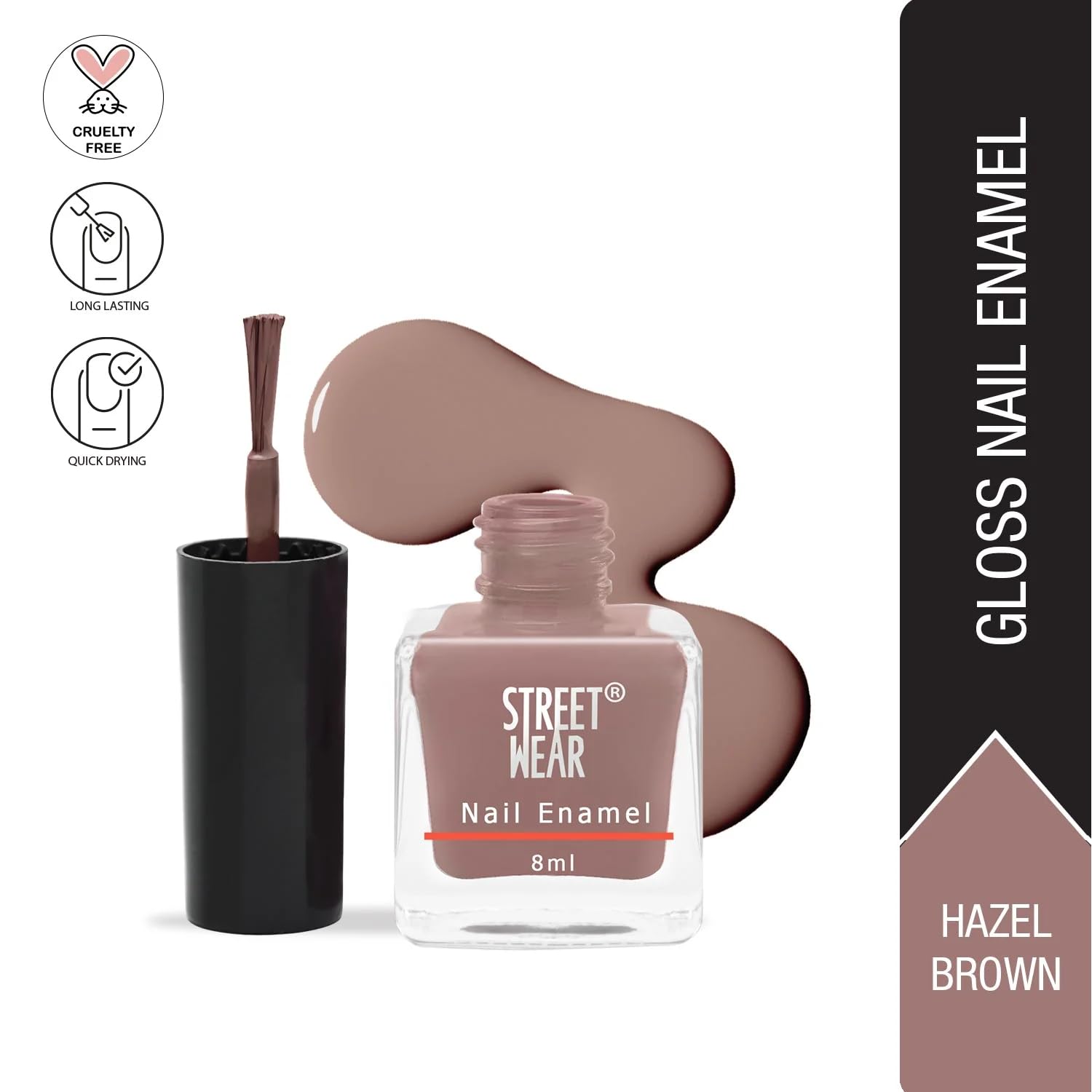 Street Wear Nail Enamel, Hazel Brown, 8ml