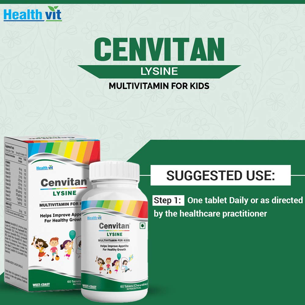 Healthvit Cenvitan Lysine Multivitamin for Kids- 60 tabs
