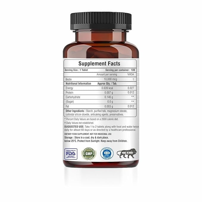 Raskam Biotin Tablets - 100 Tabs