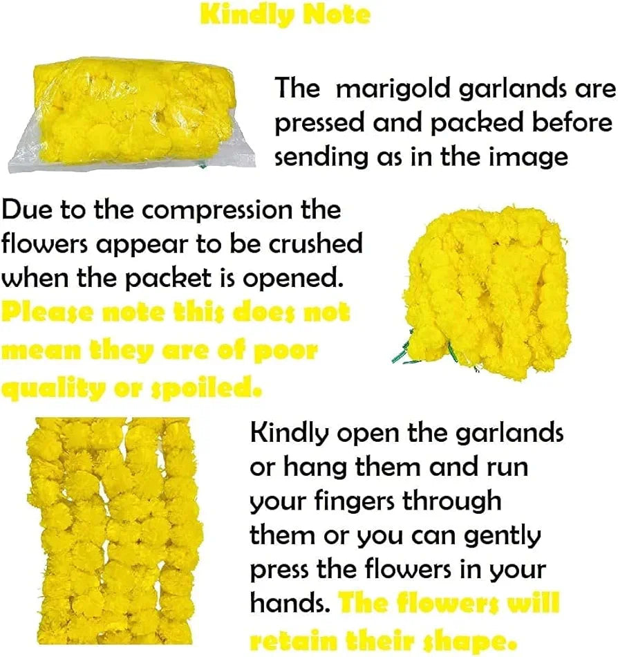 Artificial Marigold Garland Mala Flower Genda Phool Long for Decoration Maroon 5 Pcs