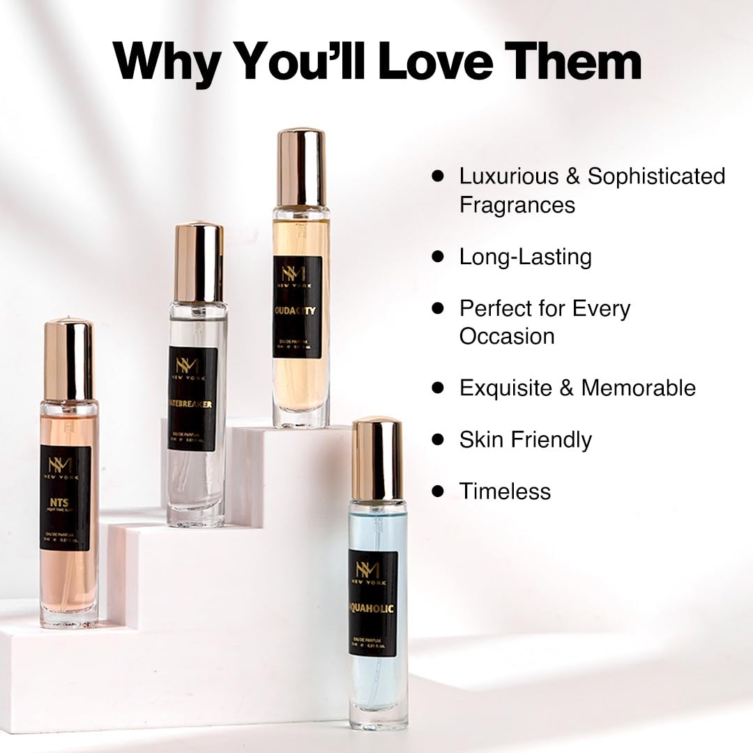 Nourish Mantra NM New York Metropolis Luxury Perfume Set Of 4 | Gift for man | long lasting perfume for man | luxury perfumes | Long Lasting EDP 15 ml Each