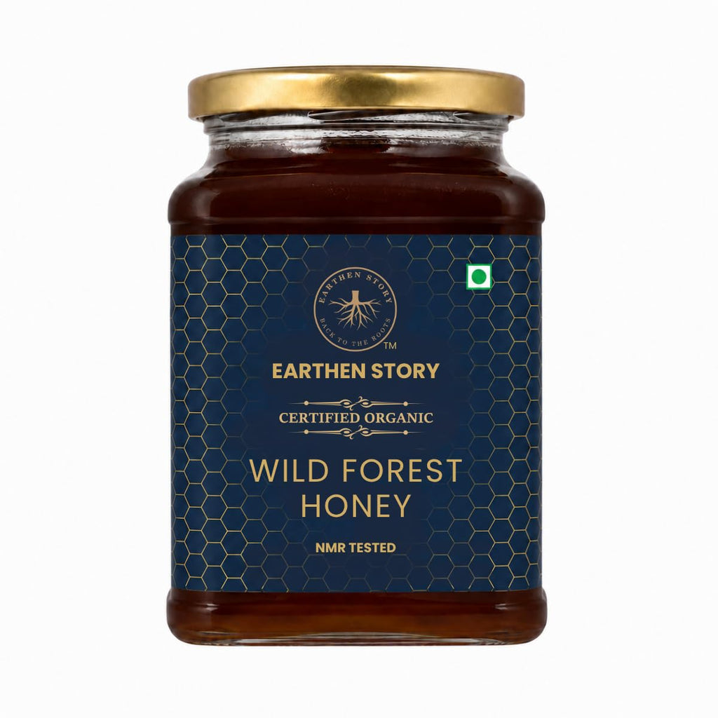 Earthen Story Certified Organic Wild Forest Honey 250 g | NMR & Lab Tested for 290+ Pesticides | NPOP Approved & Traceable with Transaction Certificate | Raw Honey in Glass Jar