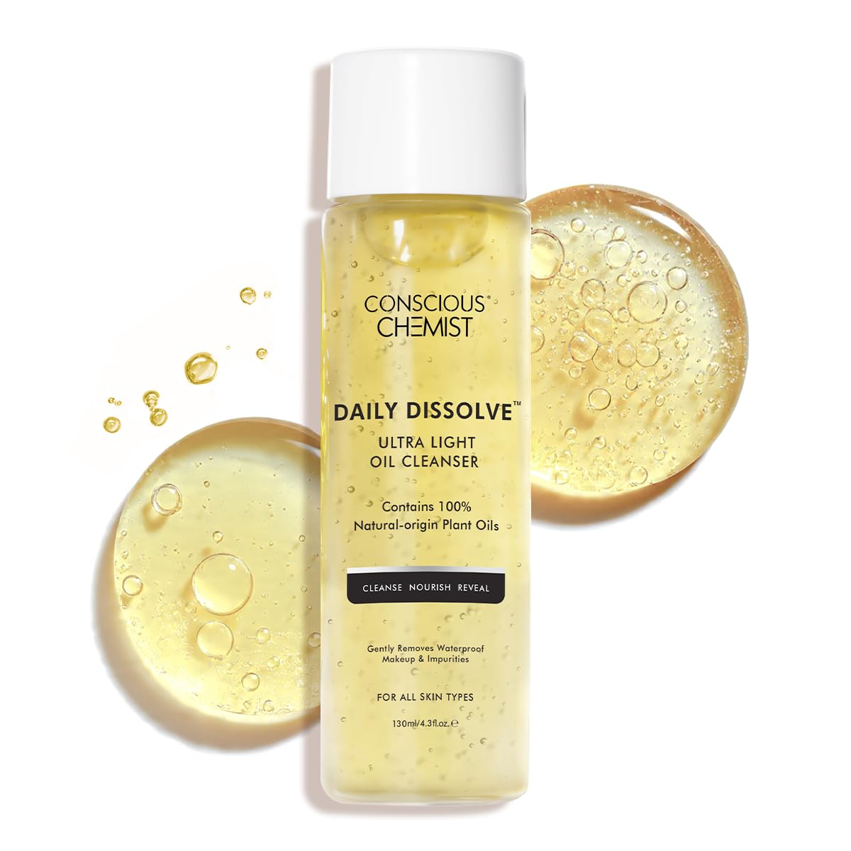 Conscious Chemist® Makeup Cleansing Oil | 130ml | Makeup Remover & Light Daily Cleanser for All Skin Types | Removes Waterproof Makeup, SPF & Impurities | Soft & Glowing Skin - For Men & Women