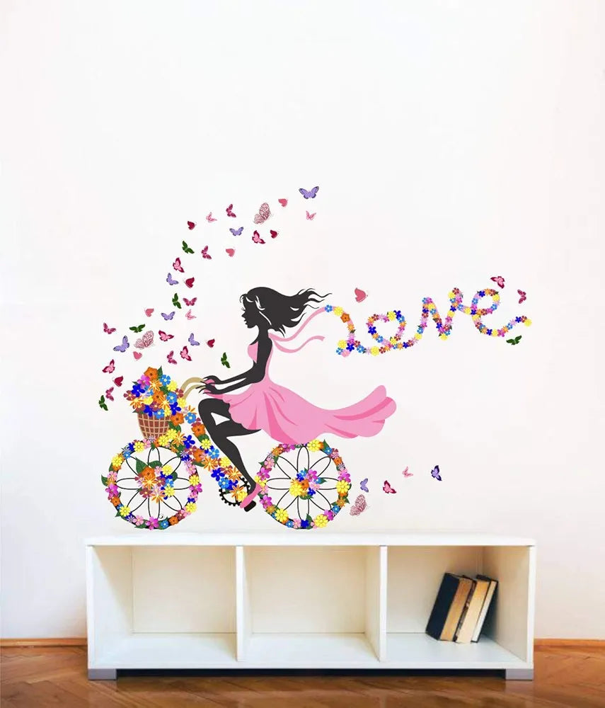 Decal O Decal Motivational Quotes Wall Stickers Girl with Flower and Butterflies