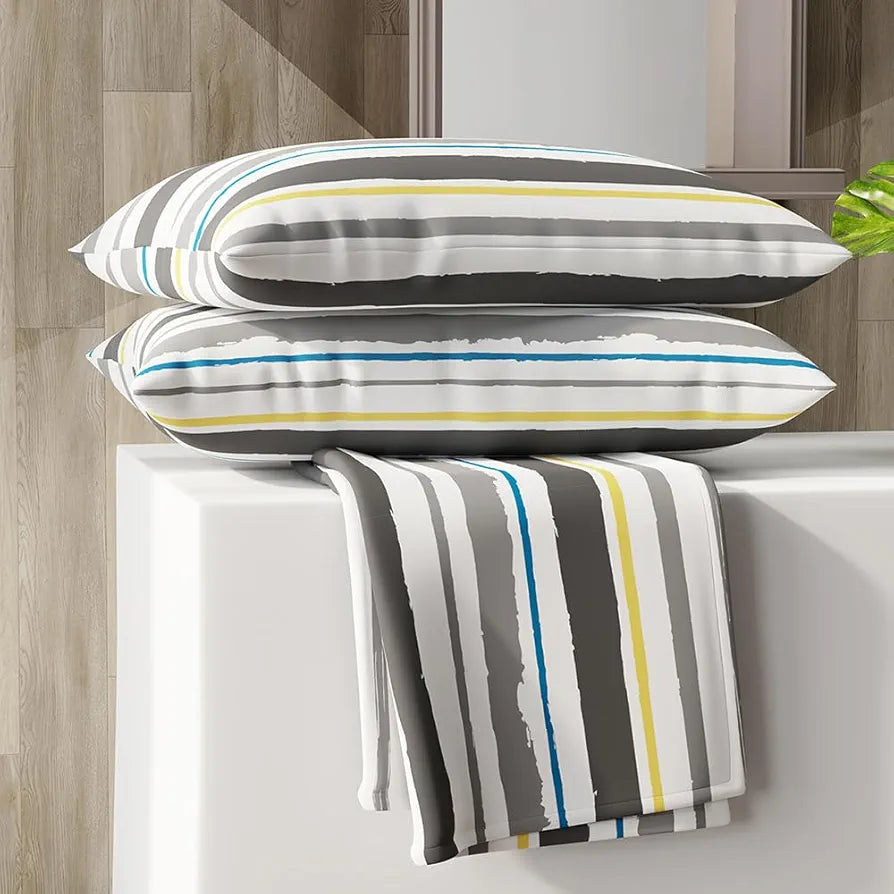 Layers Zen Cotton Blend King Bedsheet Set 1 King Cotton Bedsheet & 2 Pillow Covers Breathable & Anti-Wrinkle 225 CVC Grey Brush Stripes