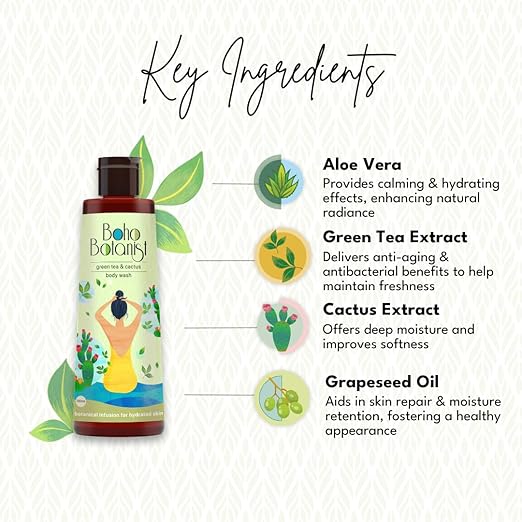 Boho Botanist Green Tea & Cactus Body Wash - 350 ml