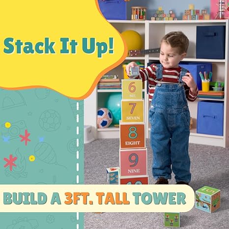 Pepplay Stacking and Nesting Cubes Educational Toys Early Learning Brain Activity Travel-Friendly