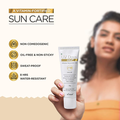 Brinton UV Doux Gold Silicone Sunscreen Gel SPF 50 PA+++ - 50 gms
