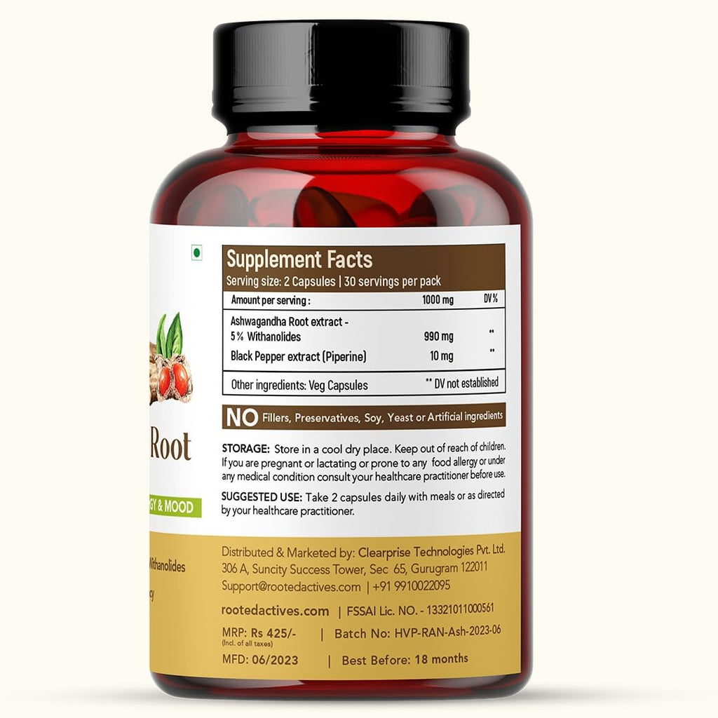 Rooted Ashwagandha Root Capsules - 60 caps