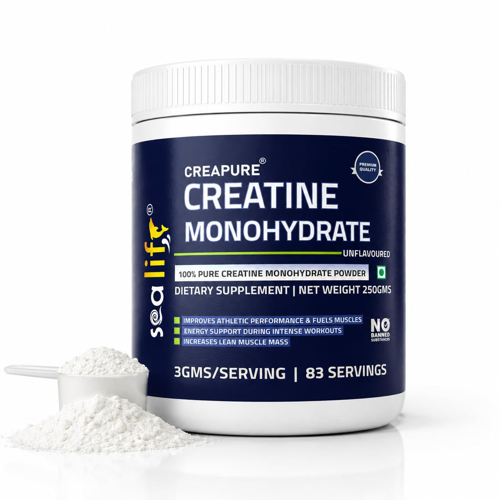 Sea Life Creatine Monohydrate |100% Pure Creatine Powder 250gm,83 Servings |Improves Athletic Performance & Fuels Muscles |Lean Muscle Building Supports | Muscle Repair & Recovery | Creapure Creatine