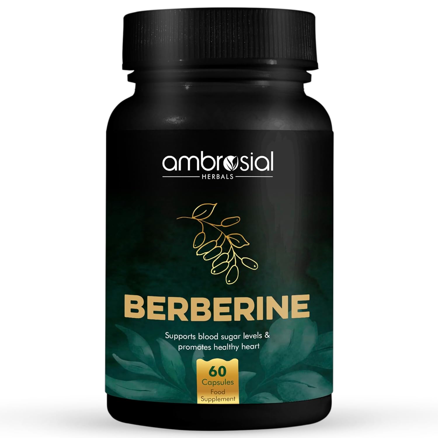 Ambrosial Berberine HCL 500mg EACH capsule |High Strength Berberine Supplements to Manage Diabetes and Blood Sugar Levels | Premium Herbal Diabetes Care Tablets (Pack of 1-60 Capsules)