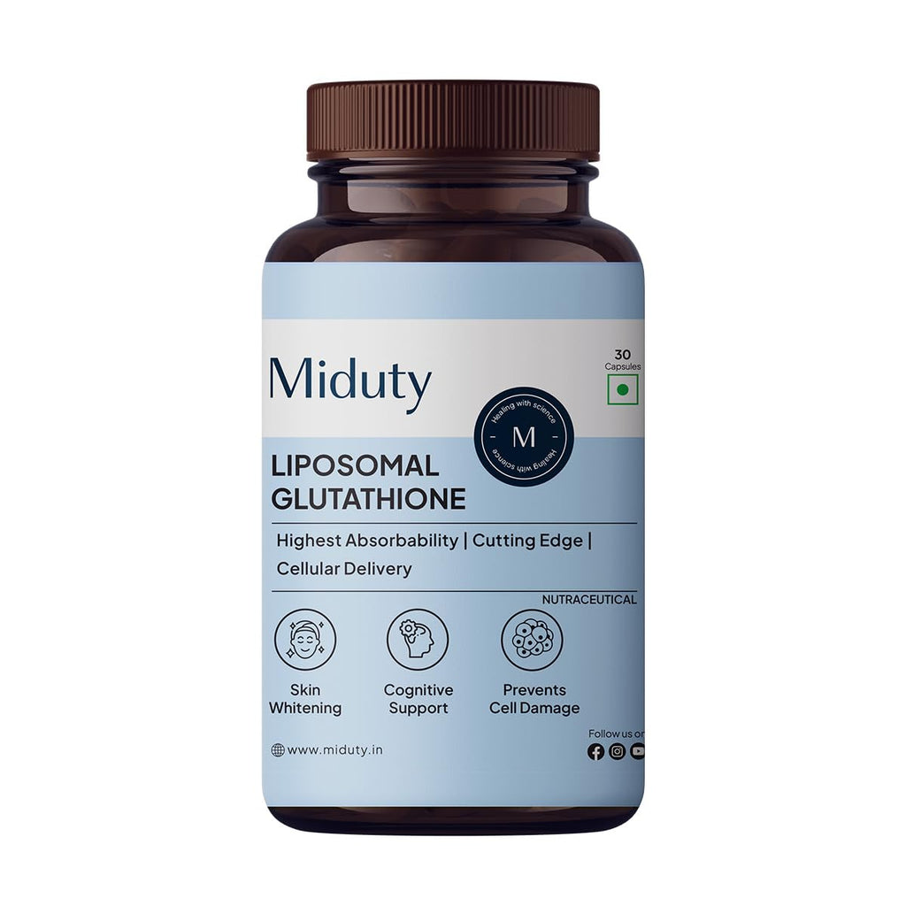 Miduty by Palak Notes Liposomal Glutathione - Highest Bioavailability - Glutathione for skin - Face glow - Skin Hydration - Liver Health -Detoxification Support - 30 Caps