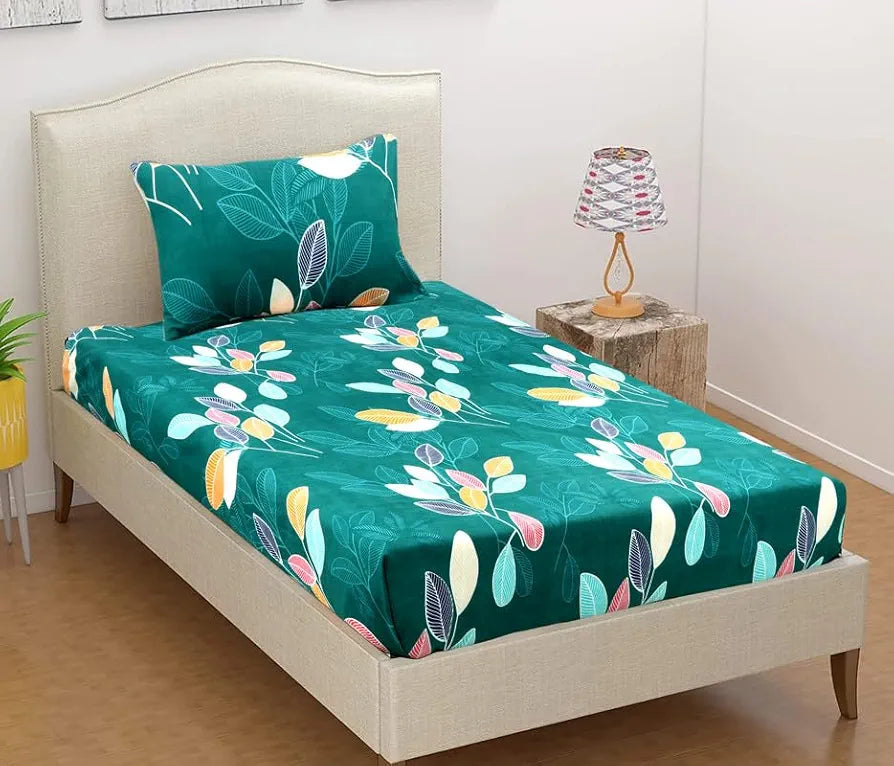 HomeKart Microfiber 160 TC Flat Single Bedsheets for Summer Breathable Wrinklefree  with 1 Pillow Covers Dark Green