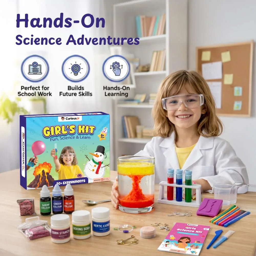 PW Girls Science Kit: 50+ Science Experiments Kit Including DIY Nail Art, Personalised Jewellery Educational Toy for Kids 4+ Year Old