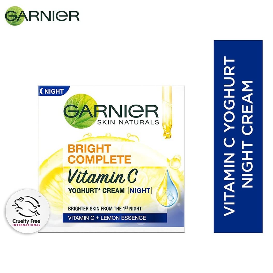 Garnier Skin Naturals, Face Serum, Brightening and Anti-Dark Spots, Bright Complete Vitamin C Booster, 50 ml & Garnier Skin Naturals, Night CreamBright Complete Vitamin C Yoghurt, 40 g