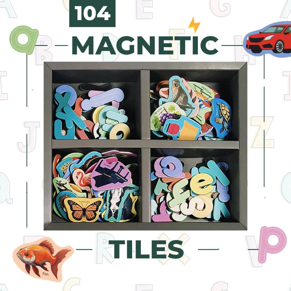 Pelikas Toyz Magnetic Alphabets for Kids, Montessori Toys for 3 + Year Old, Spelling Games for Kids 5 Years, Gift for Boys Girls - Magnalogix Alphabet on The Go !