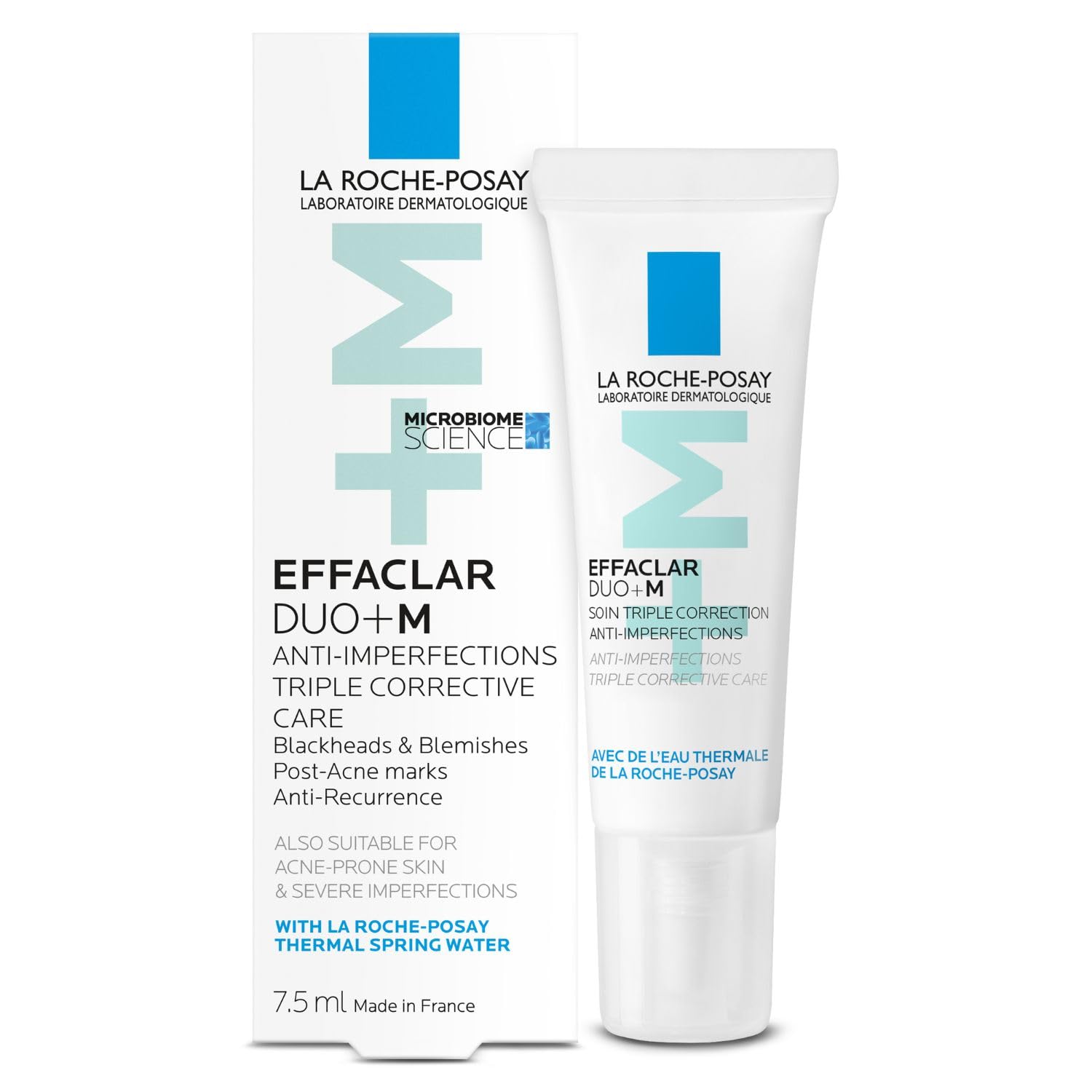 La Roche-Posay Effaclar Duo+M Gel Moisturiser | Anti-Breakout, Corrective Formula for Oily, Acne-Prone Skin, Reduces Blemishes, Blackheads & Controls Oil,7.5 ml