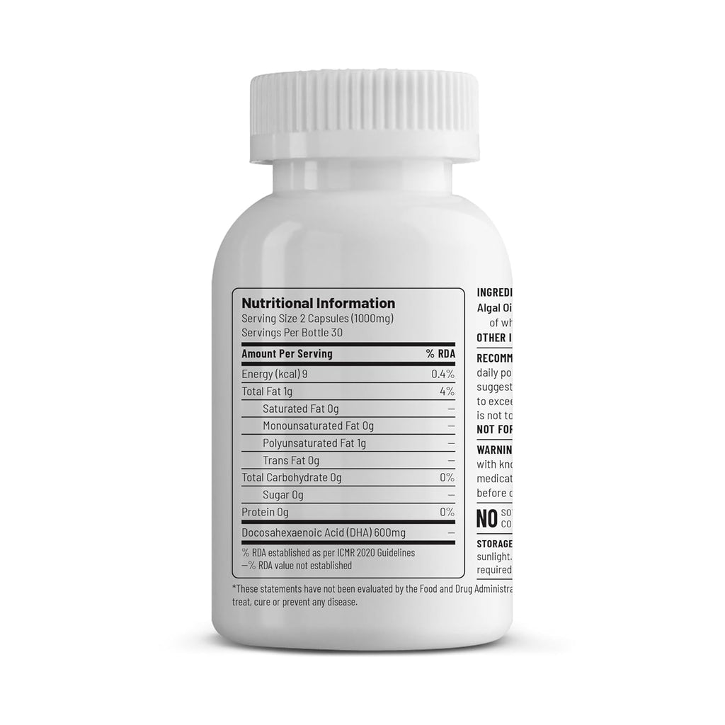 Unived Ovegha 60 | Algae-Derived Omega-3 | 600mg DHA Per Serving (highest DHA/serving) | Vegan, No Fish Oil | Brain, Heart, Skin, Join, Hair, Eye & Prenatal Support | 60 Capsules