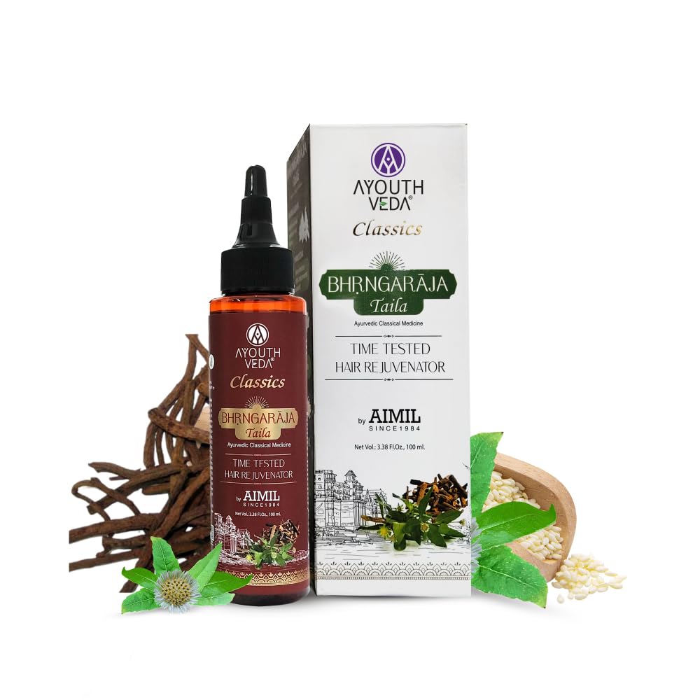 Ayouthveda Bhringraj Hair Oil for Hair Fall Control & Hair Rejuvenation | Helps Strengthen Roots & Promote Healthy Hair Growth | Enriched with Bhringraj & Manjistha | 100ml