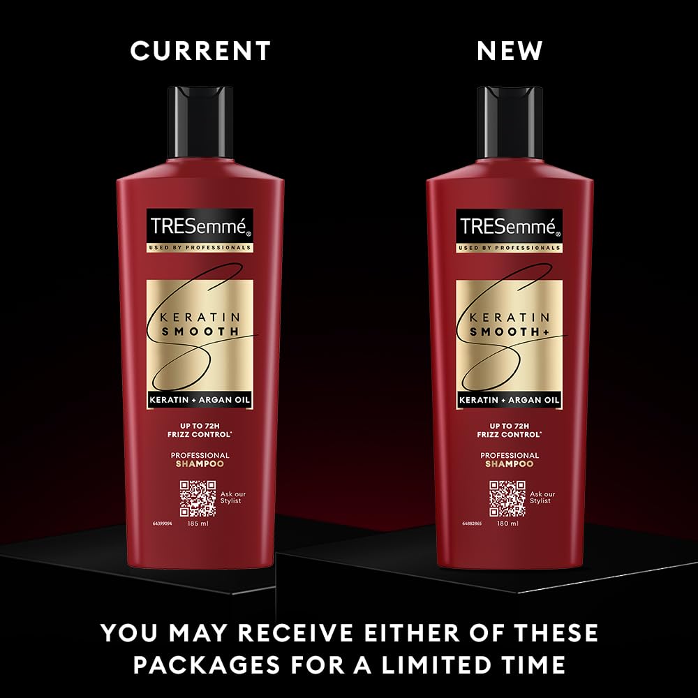 TRESemme Keratin Smooth+ Shampoo With Keratin Protein and Argan Oil | Salon-Like Smooth Hair | Up To 72H Frizz Control