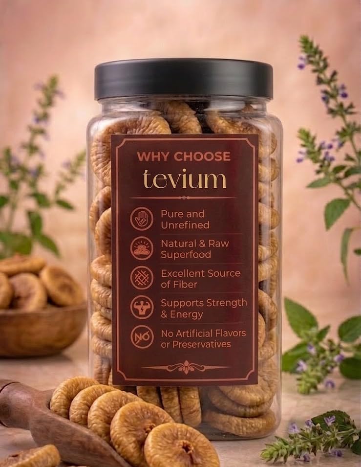 Tevium Afghani Anjeer Premium Dried Figs | Natural Dry Fruits Rich in Fiber, Calcium & Iron | Soft & Sweet Dry Figs for Eating, Milk, Sweets, Desserts & Healthy Snacking | High Energy Dry Fruit