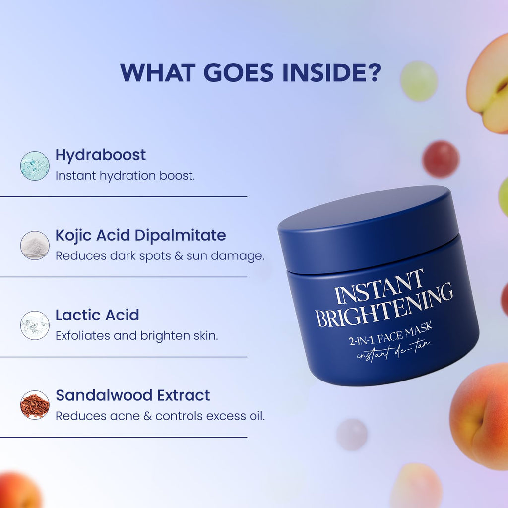 BELLAVITA Instant Brightening 2-in-1 Face Mask | Instant Tan Removal | Instant Skin Brightening | No Bleach Formula | Face Mask for Summer | Dark Spot Reduction | For Men | 45 g
