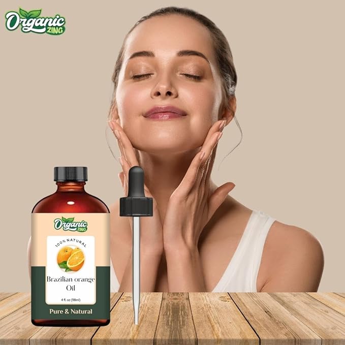 Organic Zing Brazilian Orange (Citrus Sinensis) Oil | Essential Oil for Skin Care, Aroma & Diffuser - 118 Ml