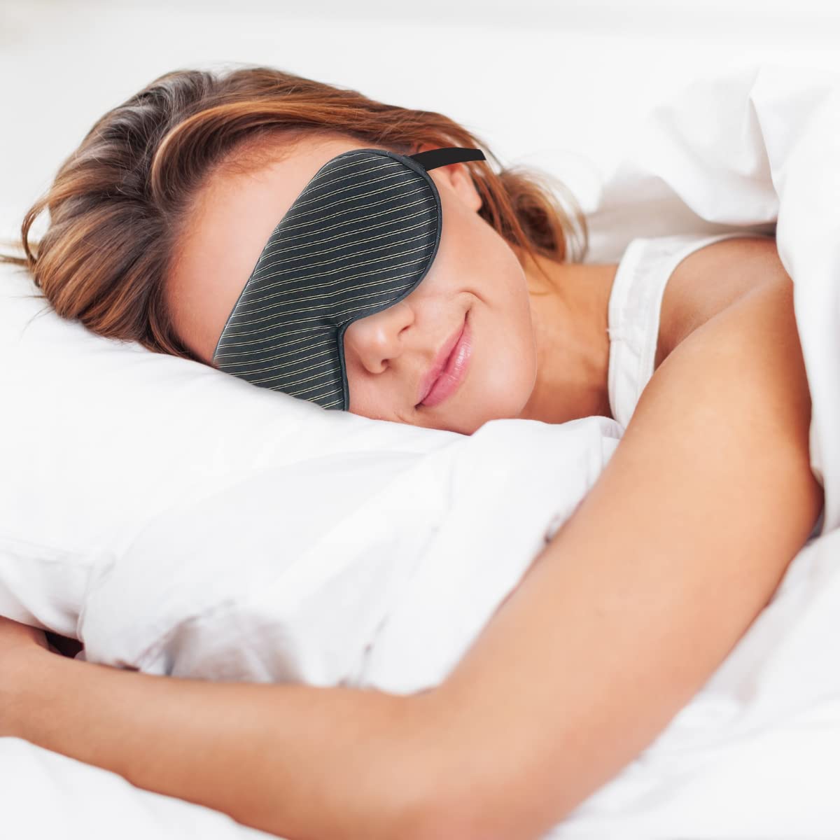 Friends of Meditation 100% Mulberry Silk Eye Mask, Super Smooth Sleep Mask and Blind Fold (Black Lines)