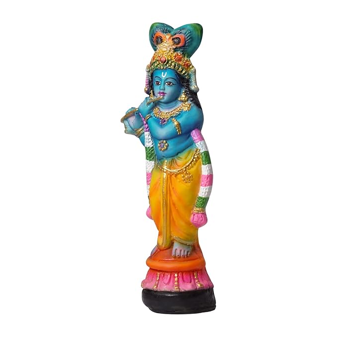 Newven Resin 1 Feet Handcrafted Krishna Murti Showpiece Idol Decorative Statue